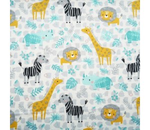 Bio Jersey Stoffonkel - Dschungel weiß